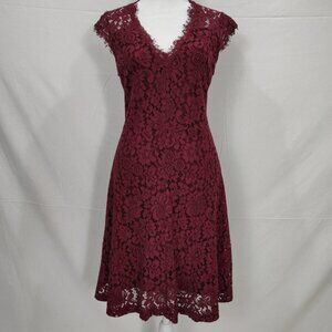 Wishlist Burgundy Lace‎ Overlay Midi Dress Small Fairy Grunge Office Career